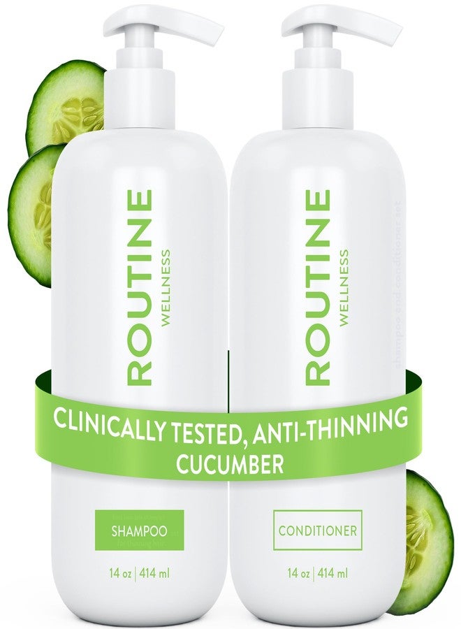 Routine Wellness Anti-Thinning Shampoo and Conditioner Set for Thinning Hair - Biotin DHT Blocker Women & Men - Color Safe Shampoo for Hair Loss & Healthier Hair - Cucumber (Pack of 2) - Image 1